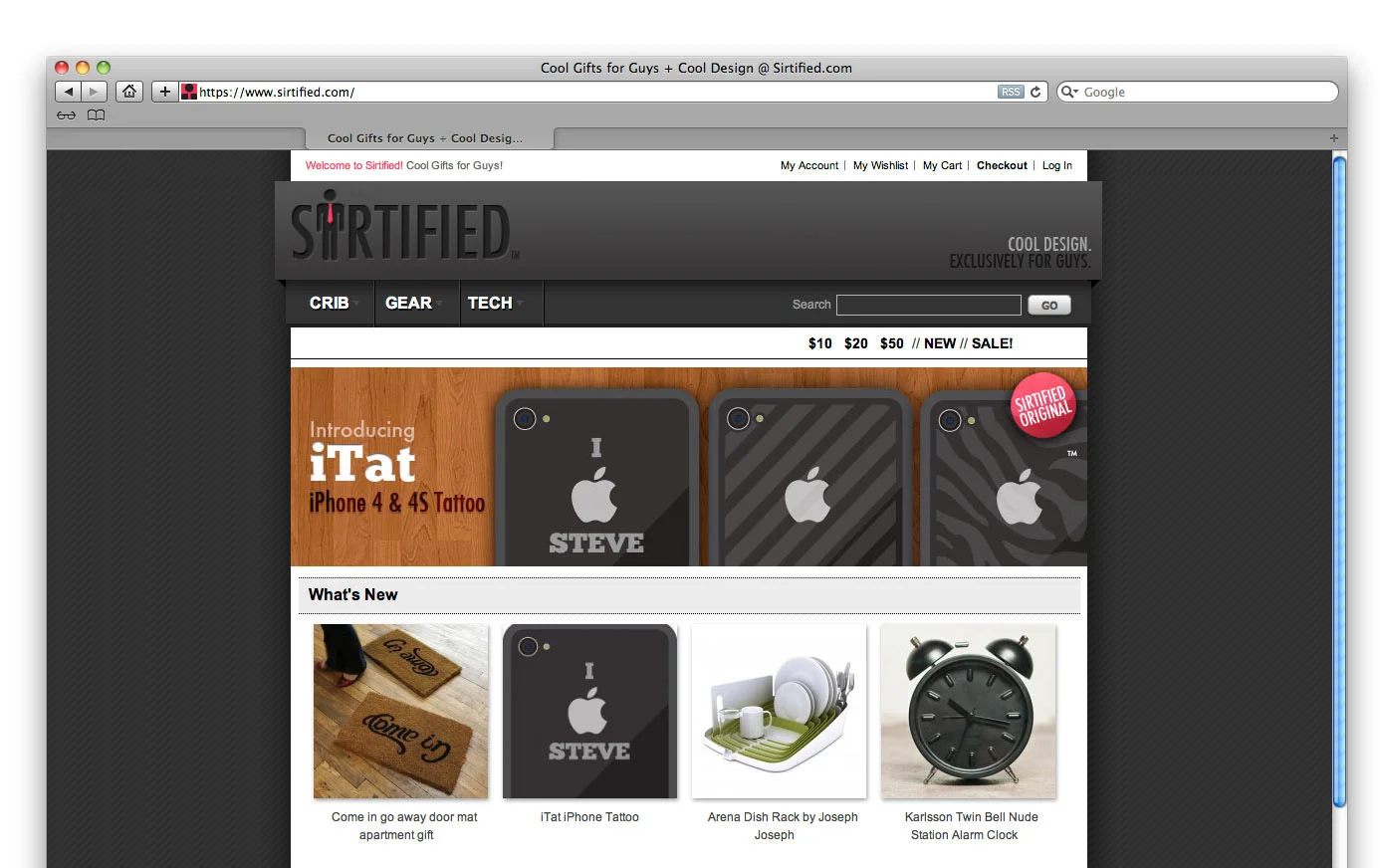 Sirtified.com storefront in a browser window
