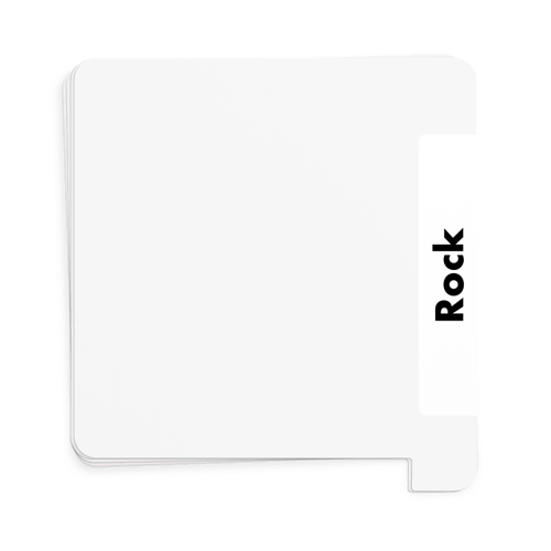 A stack of 10 white dividers, the top tab labeled Rock