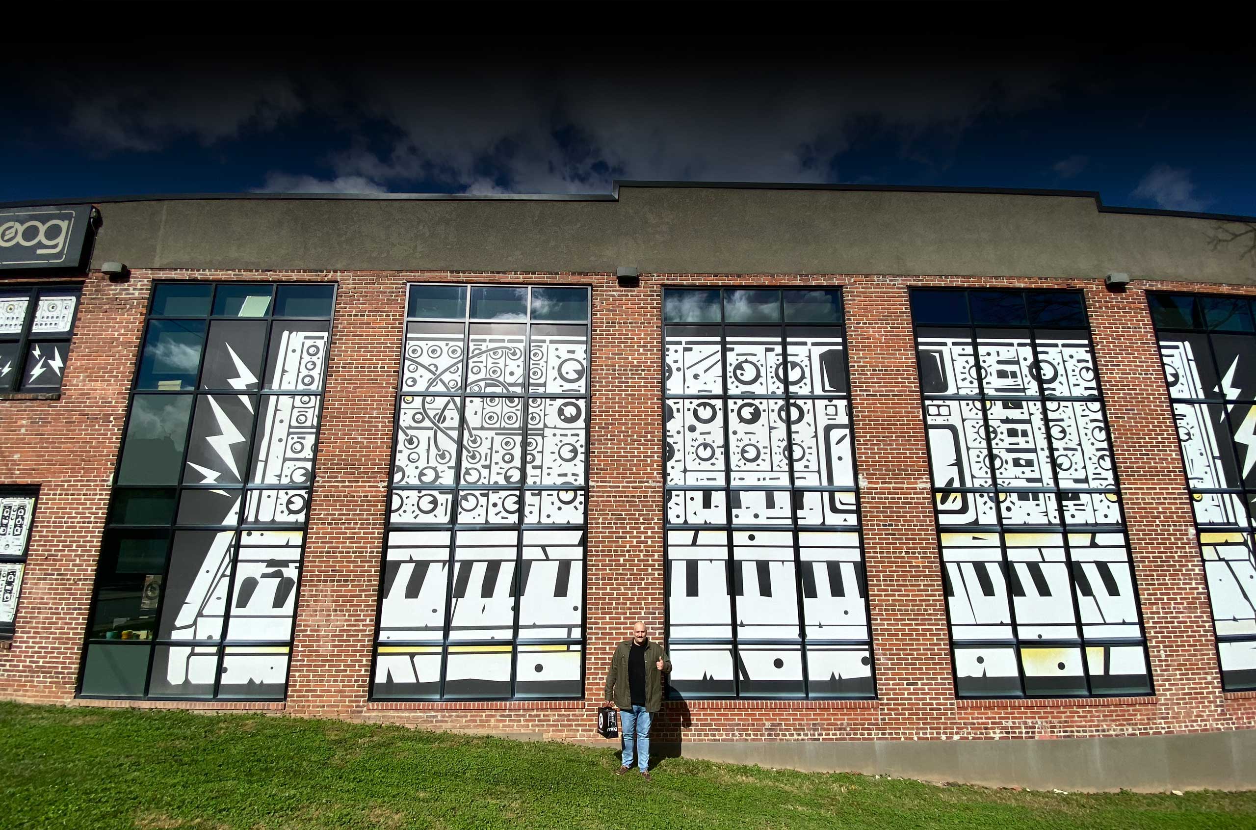 Outside the Moog factory in Asheville, NC